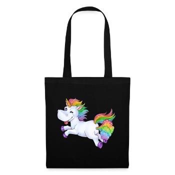 Einhorn Pups Furz Regenbogen Unicorn Rainbow Wolke - Stoffbeutel - Schwarz - Vorne