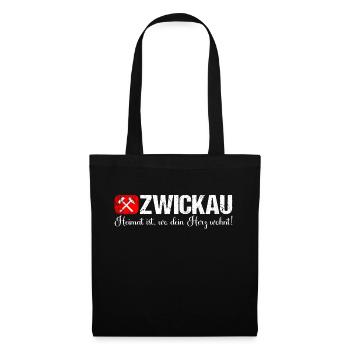Zwickau Heimat ist wo dein Herz wohnt - Stoffbeutel - Schwarz - Vorne