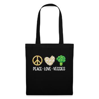 Peace Love Veggies Vegan Funny Veganism - Tote Bag - black - Front