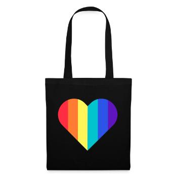 PRIDE Herz Regenbogen - Stoffbeutel - Schwarz - Vorne