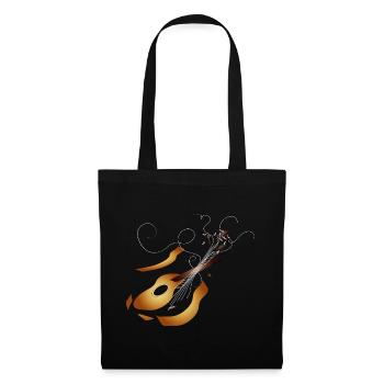 guitare acoustique 3D détruite dans des tons chauds - Sac en tissu - noir - Devant