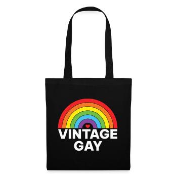 LBGT Flag Gay Pride Human Vintage Rainbow - Stoffbeutel - Schwarz - Vorne
