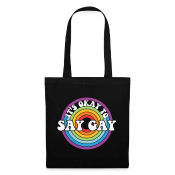 LBGT Drapeau Gay Pride Humain ok dire Gay - Sac en tissu - noir - Devant