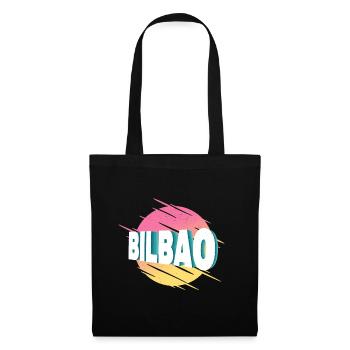 Bilbao Spanien Stadt Schrift Vintage Retro - Stoffbeutel - Schwarz - Vorne