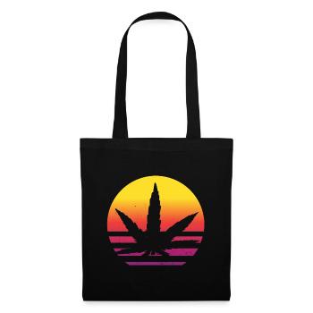 Cannabis leaf Retro Sunset - Tote Bag - black - Front