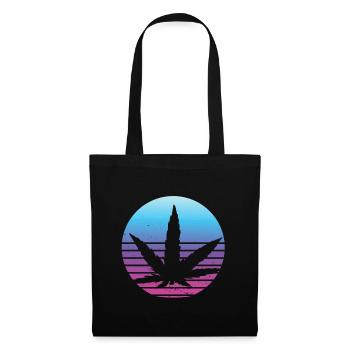 Cannabis leaf Retro Sunset - Tote Bag - black - Front