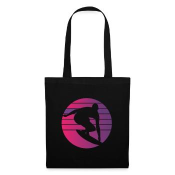 Surfer Retro Surfing Sunset - Tote Bag - black - Front