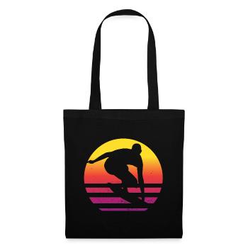Surfer Retro Surfing Sunset - Tote Bag - black - Front