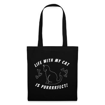 Life with my cat is purrrrfect! - Cat Lovers - Stoffbeutel - Schwarz - Vorne