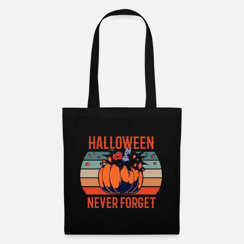 Halloween Never Forget Retro Pumpkin Smashed Fun - Stoffbeutel - Schwarz