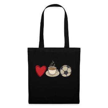 Liebe Kaffee Fußball Leidenschaft Fan Spieler WM - Stoffbeutel - Schwarz - Vorne
