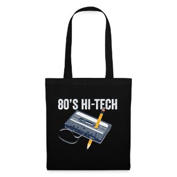 80er Jahre 90er Jahre Kassette Stift Retro Lustig - Stoffbeutel - Schwarz - Vorne