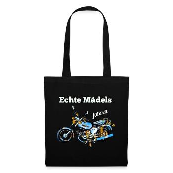 Echte Mädels fahren Simson Moped Nostalgie - Stoffbeutel - Schwarz - Vorne
