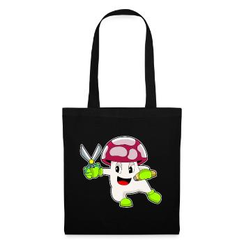 Ciseaux de coiffeur aux champignons - Sac en tissu - noir - Devant