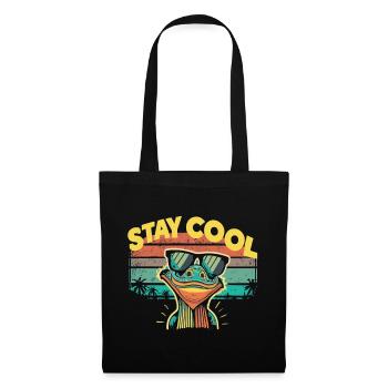 Lézard rétro avec lunettes de soleil - Sac en tissu - noir - Devant