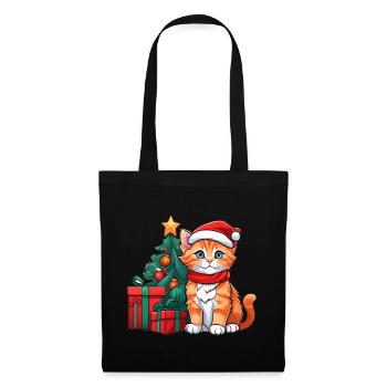 Cute cat baby with santa hat - Tote Bag - black - Front