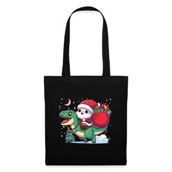 Père Noël et T rex - Sac en tissu - noir - Devant