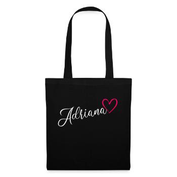 Adriana Name Vorname Herz Pink - Stoffbeutel - Schwarz - Vorne