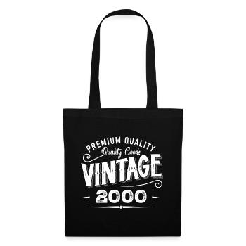Jahrgang 2000 Original Retro Vintage Jubiläum - Stoffbeutel - Schwarz - Vorne
