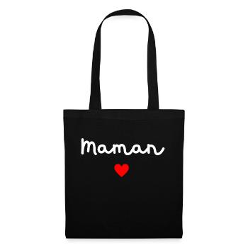 Maman cœur - Sac en tissu - noir - Devant