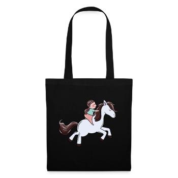 Pony Rider Girl Riding Ross Pony Farm Child - Tote Bag - black - Front