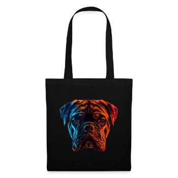 Red and Blue Bulldog Fierce and Vivid Animal Art - Stoffbeutel - Schwarz - Vorne
