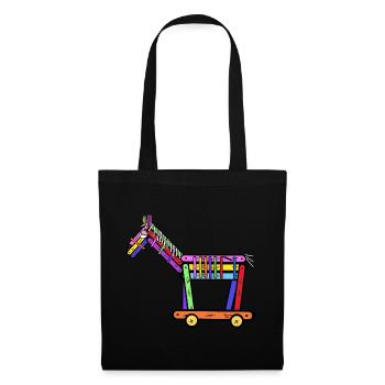 Cheval Chevaux Poney Enfant Enfants Cadeau de Noël - Sac en tissu - noir - Devant