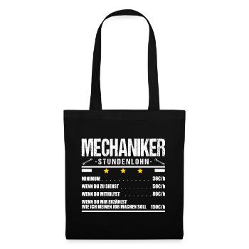 Mechaniker Spruch Mechatroniker Stundenlohn Kfzler - Stoffbeutel - Schwarz - Vorne