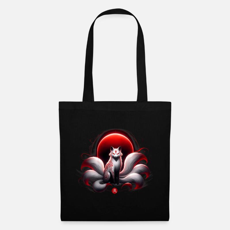 Lune Kitsune pourpre - Sac en tissu - noir