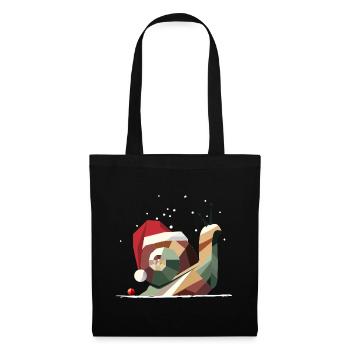 Weihnachtliche Schnecke mit Charme und Humor - Stoffbeutel - Schwarz - Vorne
