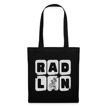 radln - radeln, MTB, Mountainbike - Stoffbeutel - Schwarz - Vorne