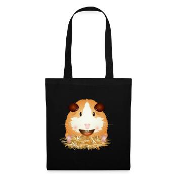 Cochon d’Inde rieur en paille – bonne humeur - Sac en tissu - noir - Devant