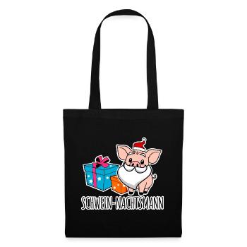 Fröhliche Weihnachten mit dem Schwein-Nachtsmann! - Stoffbeutel - Schwarz - Vorne