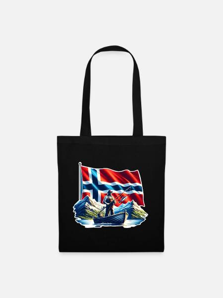 Norwegen Angeln - Stoffbeutel - Schwarz