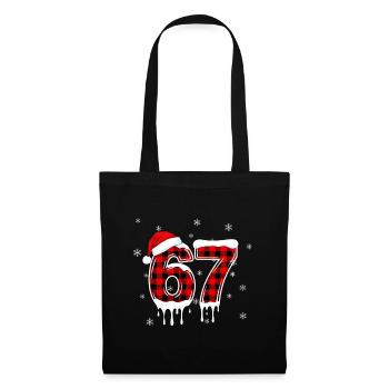 Six Seven 6 7 Meme Plaid Design with Santa Hat - Tote Bag - black - Front