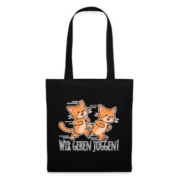 Funny cat friends go running together! - Tote Bag - black - Front