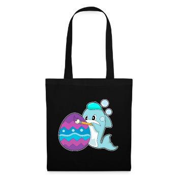 Coloriage de Pâques du dauphin - Sac en tissu - noir - Devant