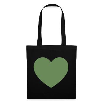 grünes Herz grün Geschenk Valentinstag - Stoffbeutel - Schwarz - Vorne