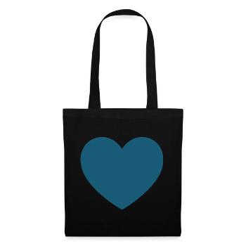 blaues Herz Geschenk Valentinstag - Stoffbeutel - Schwarz - Vorne