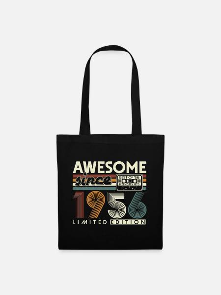 1956 Jahrgang 70. Geburtstag Retro Geschenk - Stoffbeutel - Schwarz