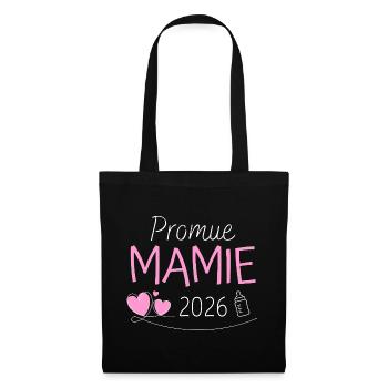 Promue Mamie 2026 Cadeau grossesse naissance bébé - Sac en tissu - noir - Devant