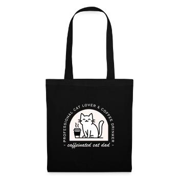 Katzenvater, lustiger Kaffeeliebhaber - Stoffbeutel - Schwarz - Vorne