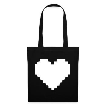Weißes Herz weiß Pixelherz Geschenk  - Stoffbeutel - Schwarz - Vorne