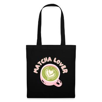 Matcha Liebhaber Tasse Herz Latte - Stoffbeutel - Schwarz - Vorne