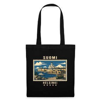 Finnland Helsinki Vintage Reisemarke - Stoffbeutel - Schwarz - Vorne