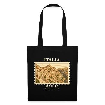 Italien Matera Vintage Reisemarke - Stoffbeutel - Schwarz - Vorne