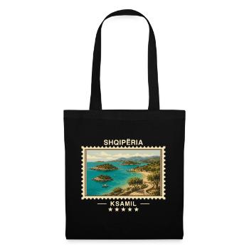 Albanien Ksamil Vintage Reisemarke - Stoffbeutel - Schwarz - Vorne