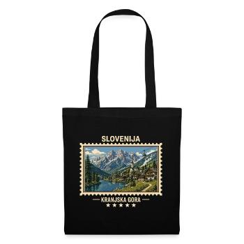 Slowenien Kranjska Gora Vintage Reisemarke - Stoffbeutel - Schwarz - Vorne