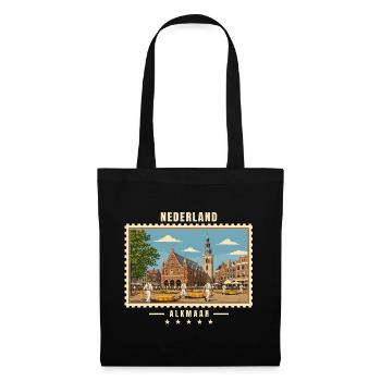 Nederland Alkmaar Vintage Reisemarke - Stoffbeutel - Schwarz - Vorne