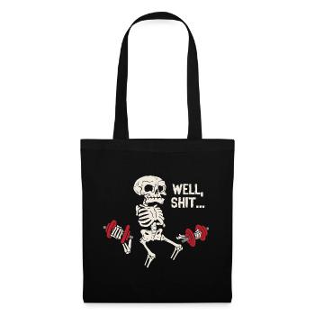 Well Shit Skeleton Lost Gym Dumbbells Halloween - Stoffbeutel - Schwarz - Vorne